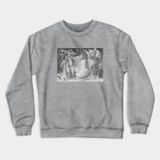 Mystical Sphinx Cat and Egyptian Goddess - Graphite Pencil Art Crewneck Sweatshirt